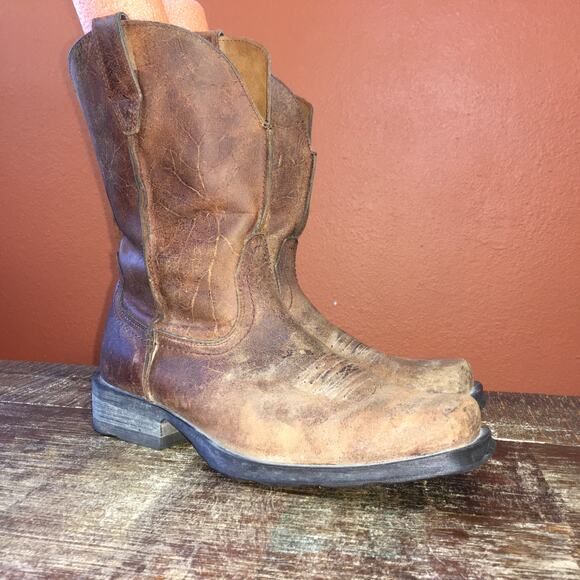 Ariat Rambler Mens Western Boot Antiqued Brown 9.5 D Leather Cowboy Square Toe - Picture 11 of 11